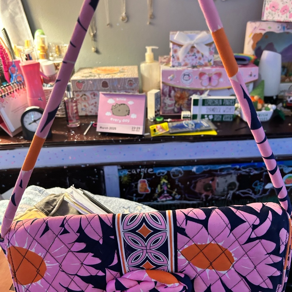 Vera Bradley Pink and Orange Geometric Shoulder Bag